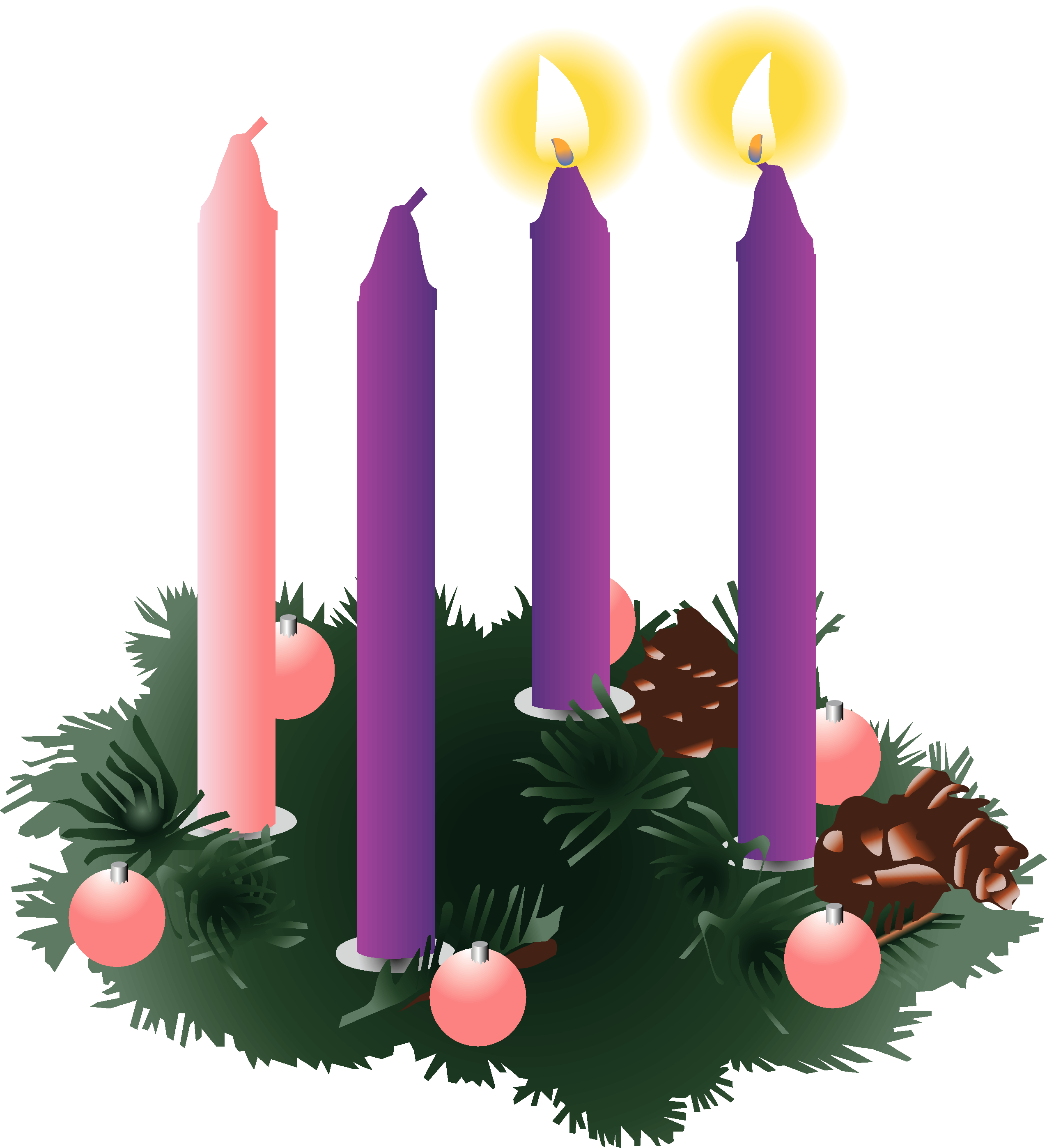 FourPurpleAdventCandlesTwoLit St. Joan of Arc School K8